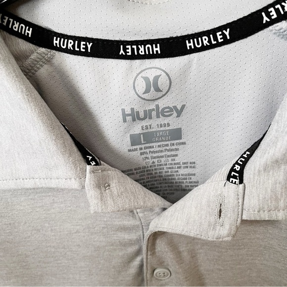 Hurley Men's 4 Way Stretch Moisture Wicking Polo Shirt Size L Gray Short Sleeve - Picture 5 of 5